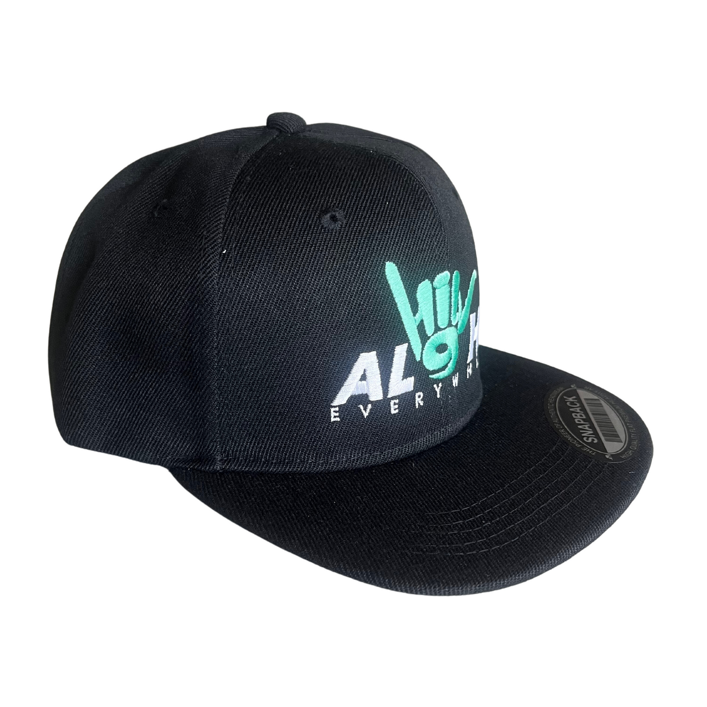 HILV9 Aloha Everywhere Snapback Black Seafoam Green and White Hat