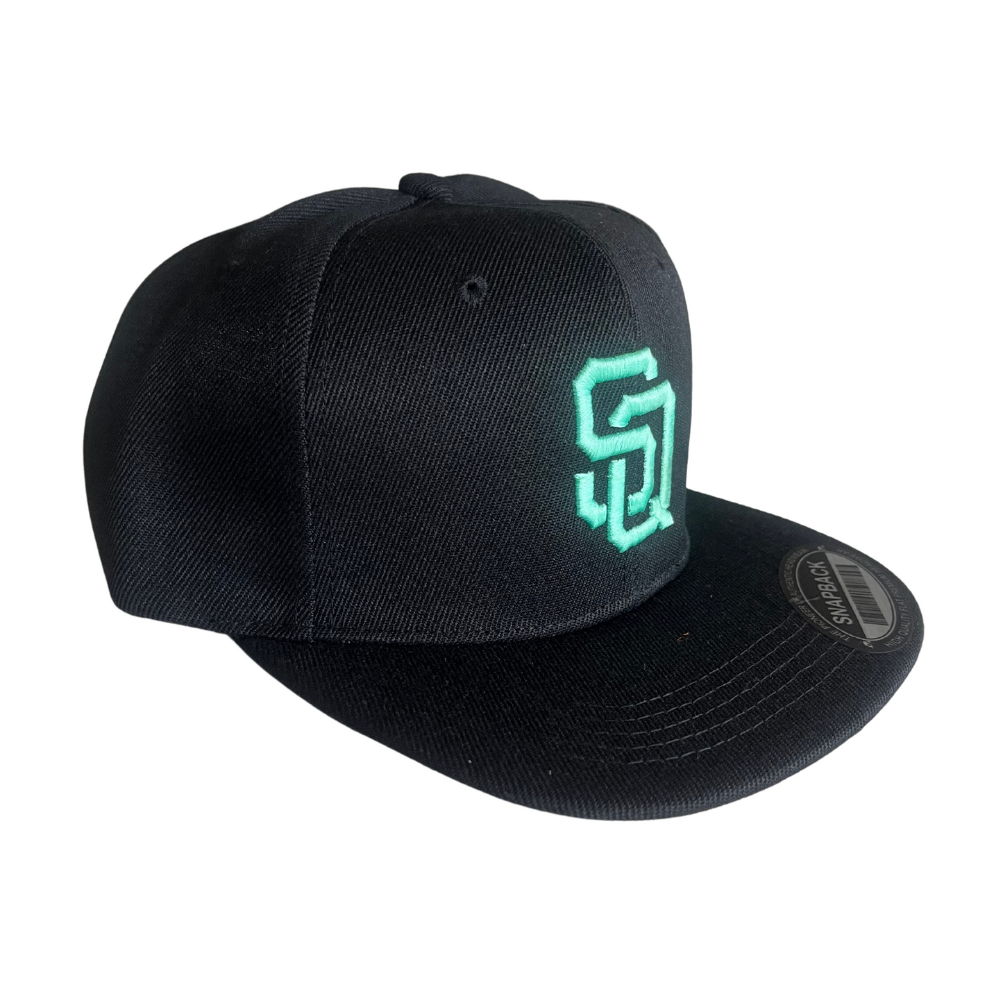 StitchQuarters SQ Snapback Black and Seafoam Green Hat