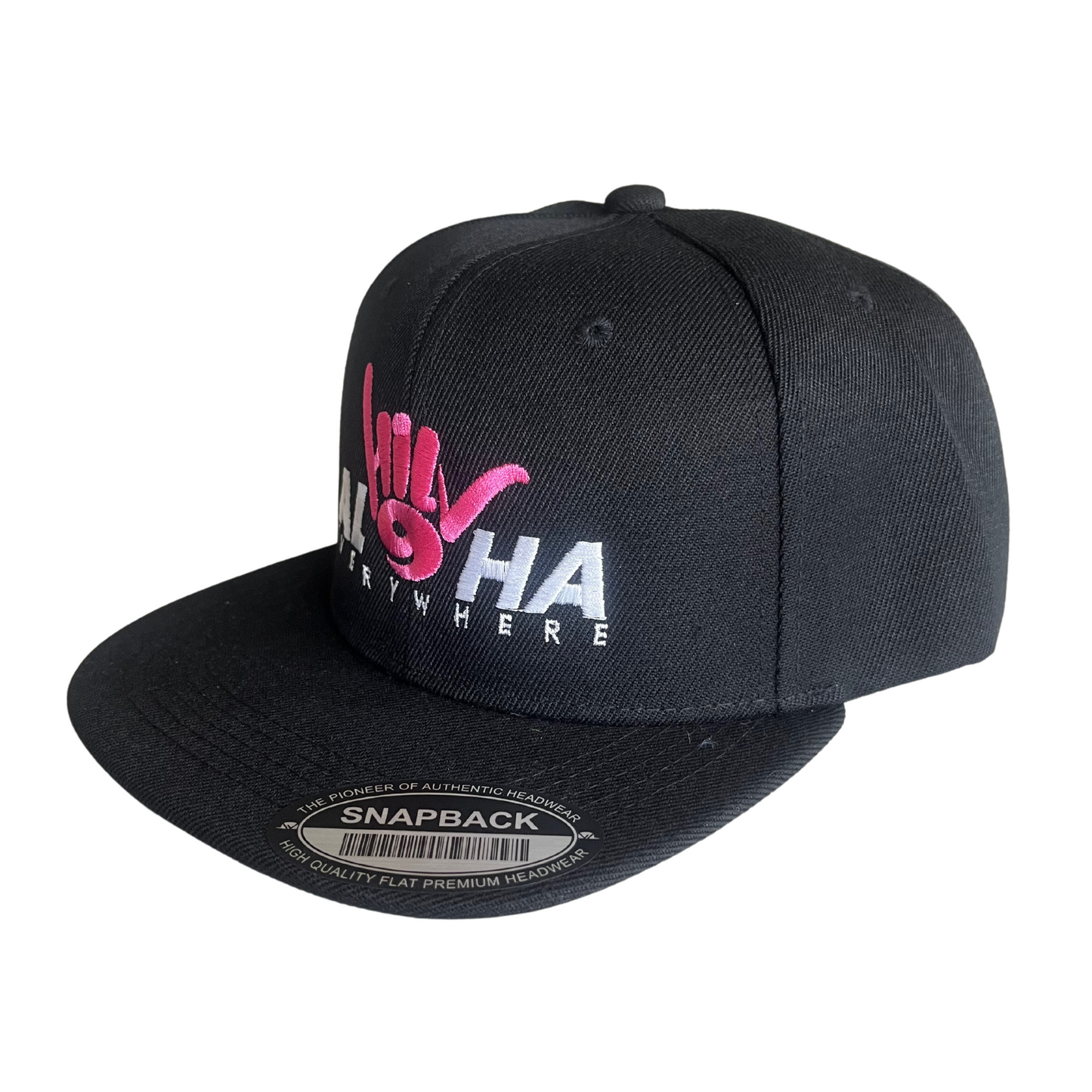 HILV9 Aloha Everywhere Snapback Black Pink and White Hat