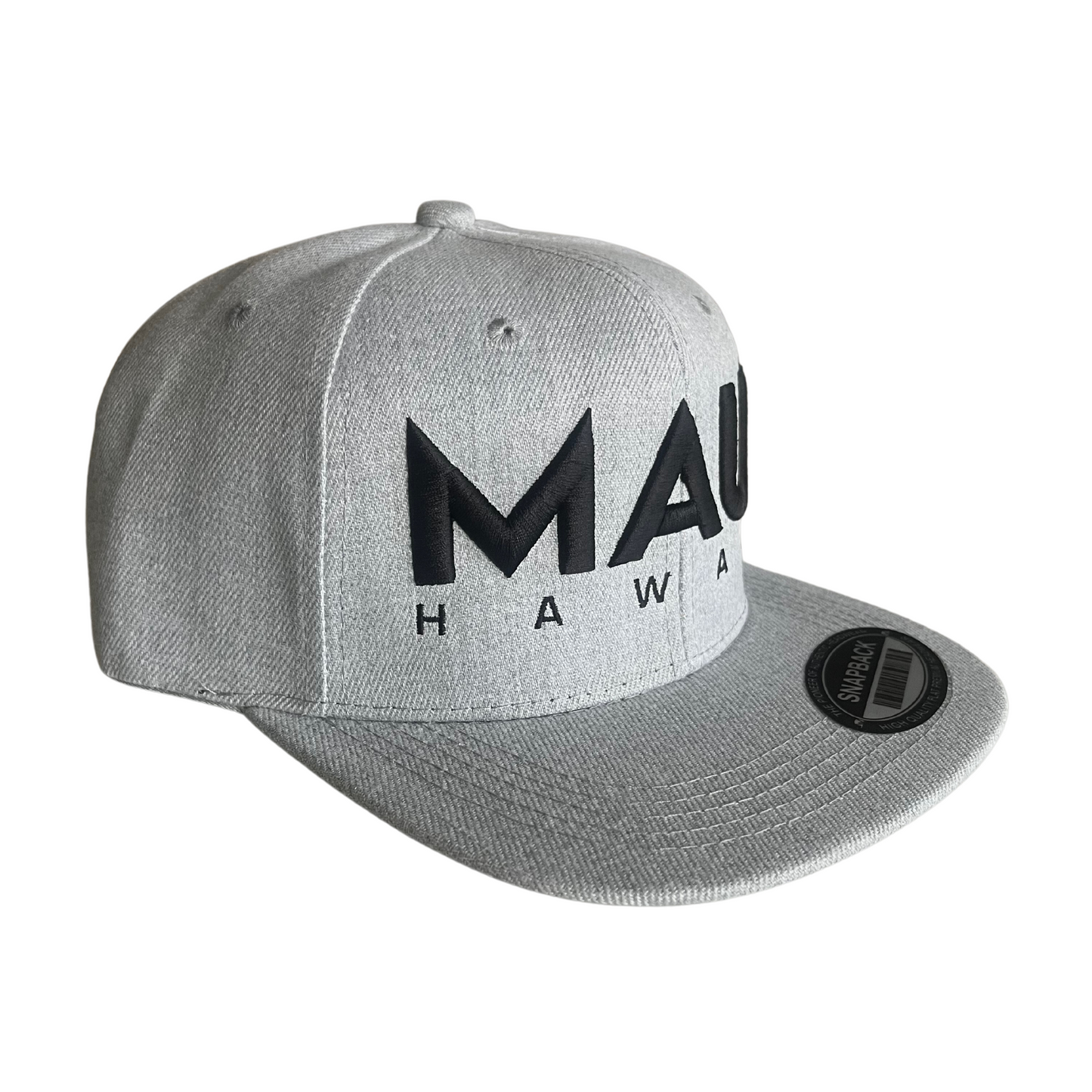 Maui Light Heather Grey and Black Snapback Hat