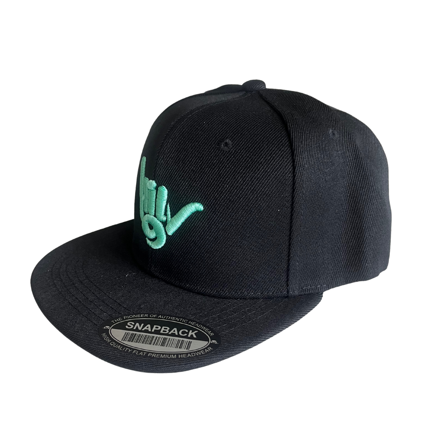 HILV9 Shaka Snapback Black and Seafoam Green Hat