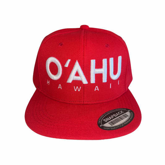 Oahu Red and White Snapback Hat