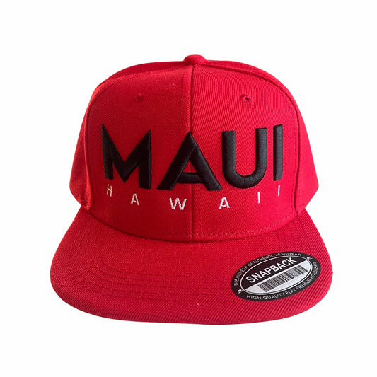 Maui Red Black and White Snapback Hat