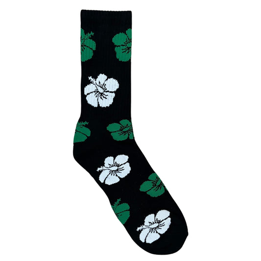 Footwork Brand Hibiscus Black UH Socks