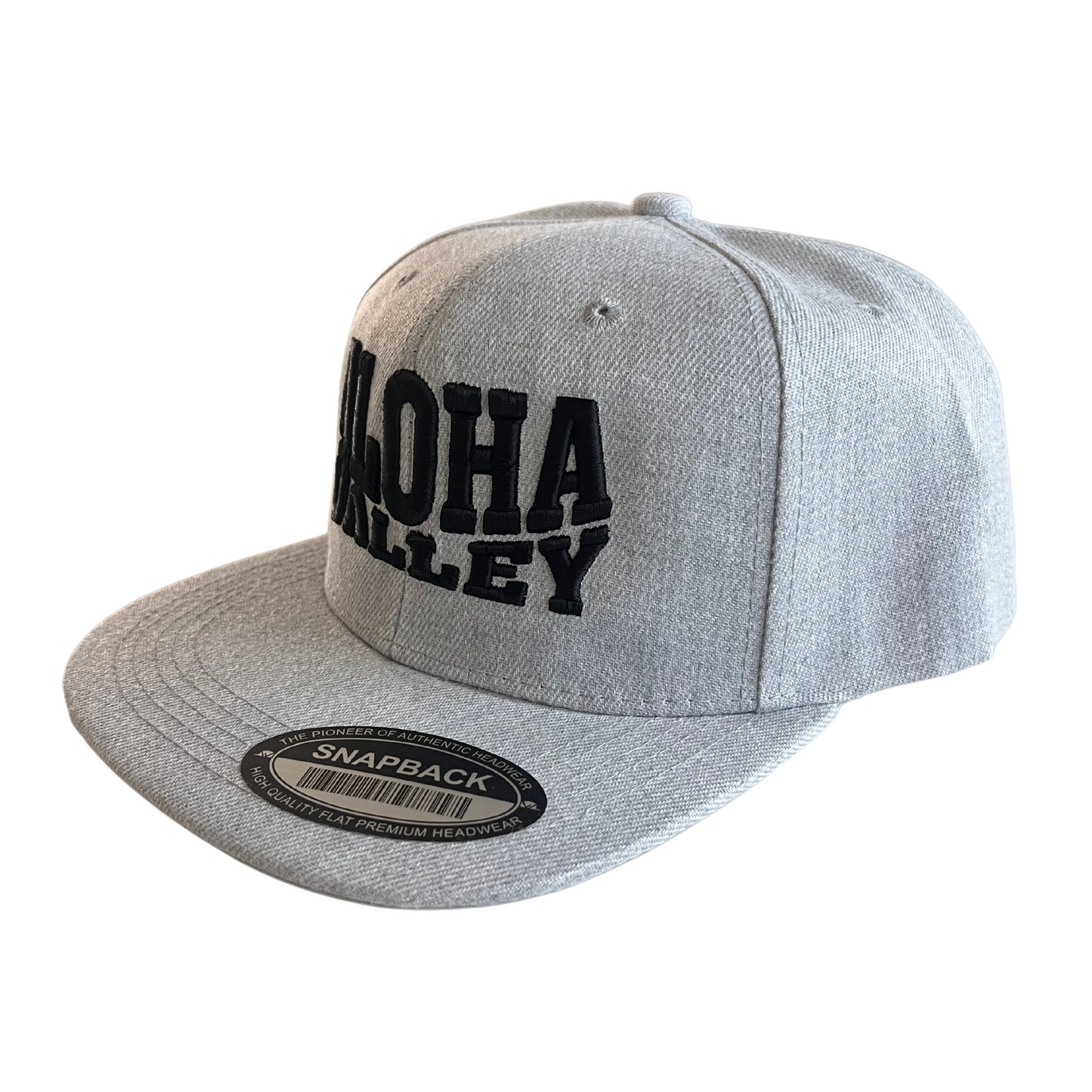 HILV9 Aloha Valley Light Heather Grey and Black Snapback Hat