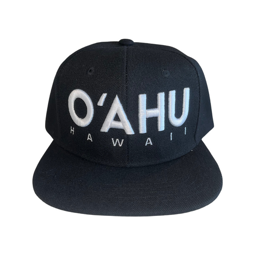 Oahu Black and White Snapback Hat