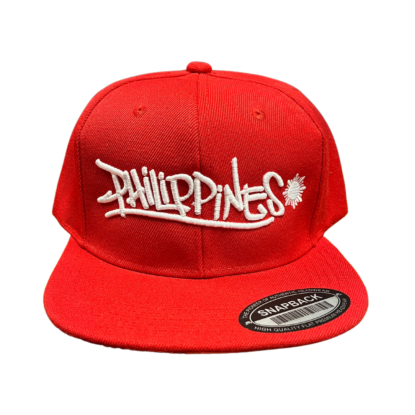 Philippines Graffiti Red Snapback Hat With White Embroidery