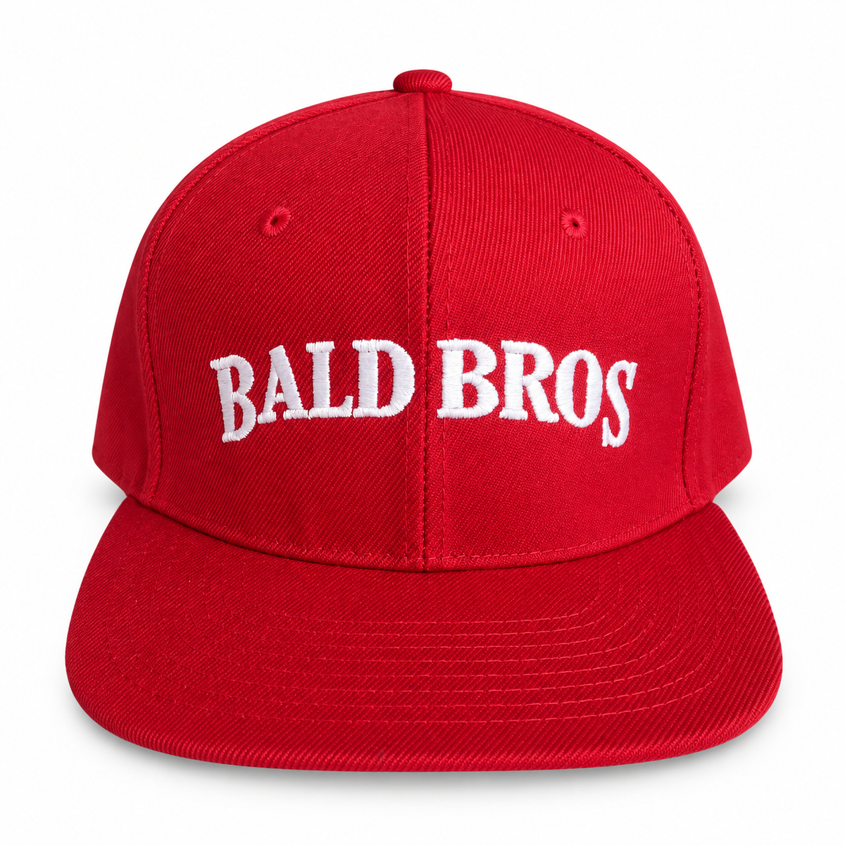 Bald Bros Snapback Red and White Hat front view