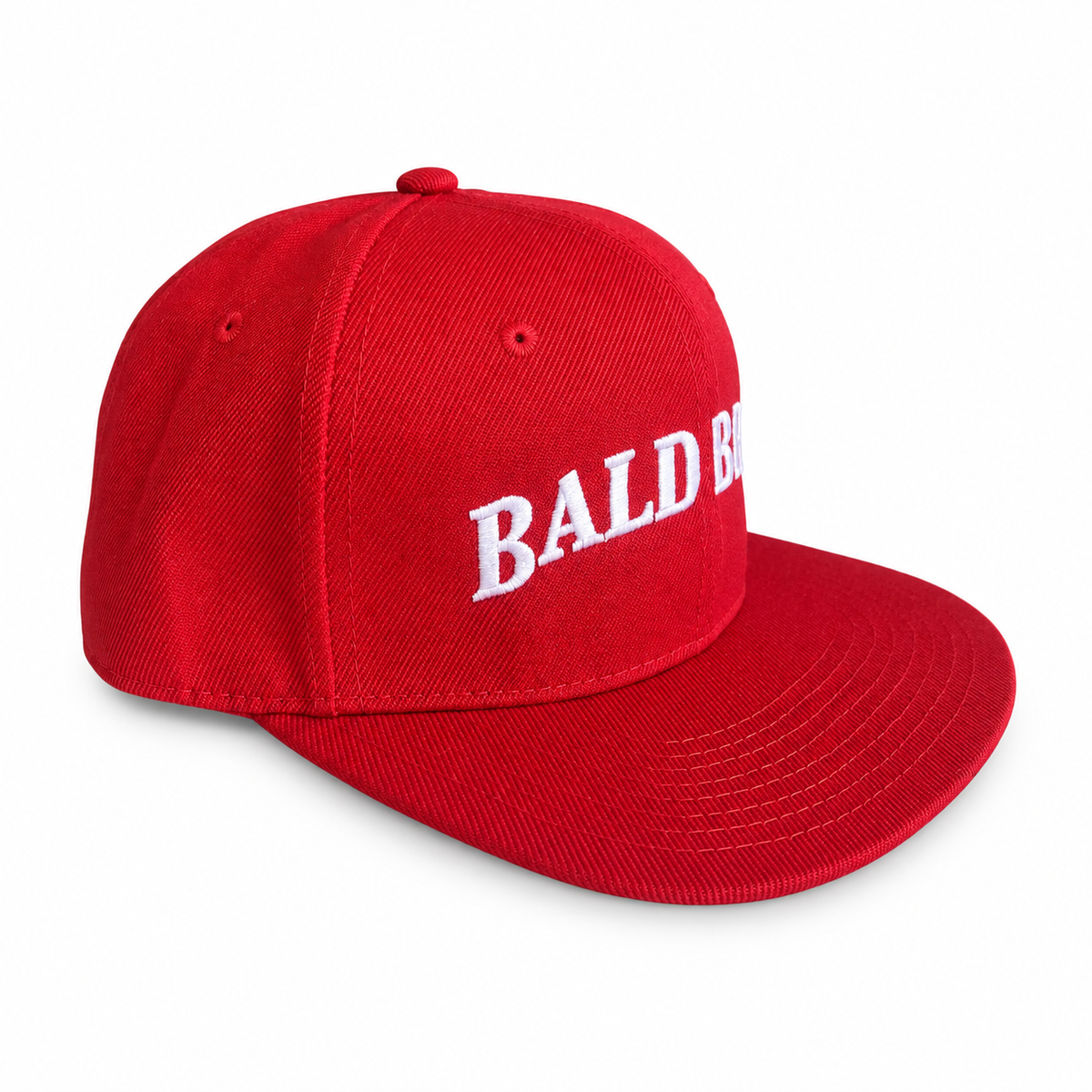 Bald Bros Snapback Red and White Hat view 2